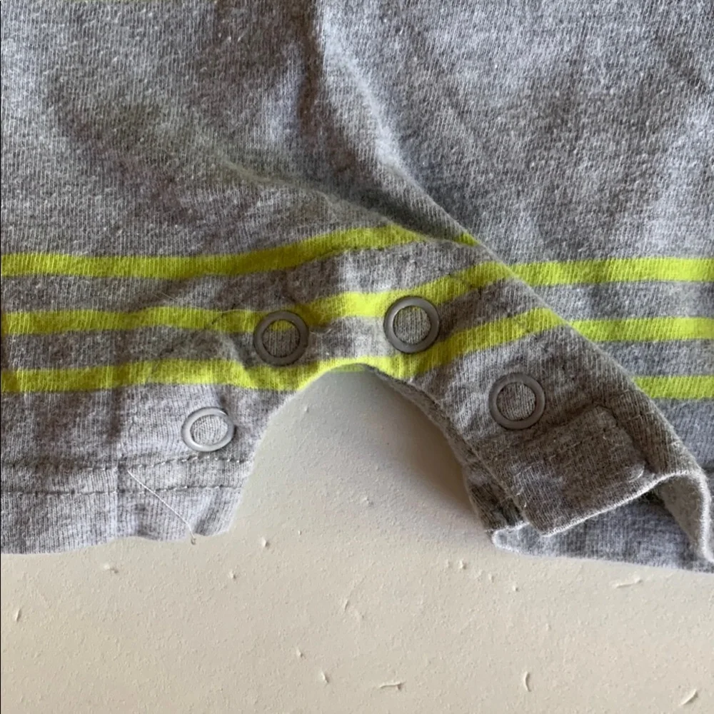 Carter’s Gray &  Yellow Striped Romper with Monkey Patch 3 Months